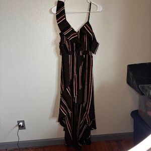 Mind Code Black, Burnt Orange and White Stripped Dress Size M